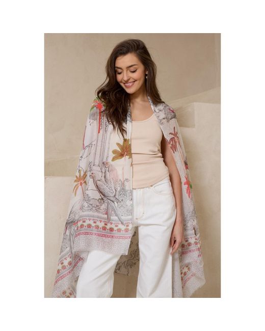 Saachi Metallic Tropical Vacation Print Scarf