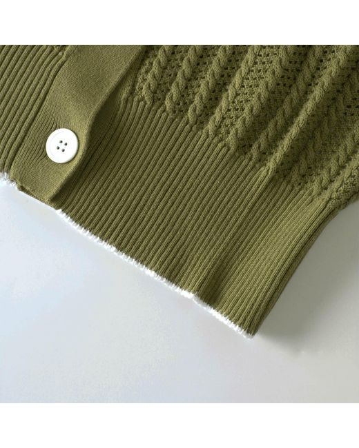 Smart and Joy Green Short-Sleeve Knit Cardigan