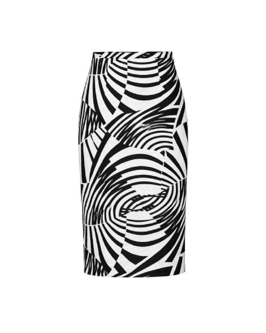 Conquista Black Graphic Midi Skirt – Modern Statement Style
