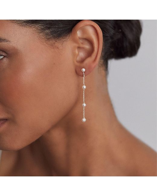 Lily & Roo White Four Pearl Drop Earrings