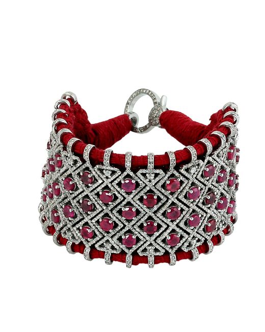 Artisan Red Ruby & Diamond Statement Bracelet