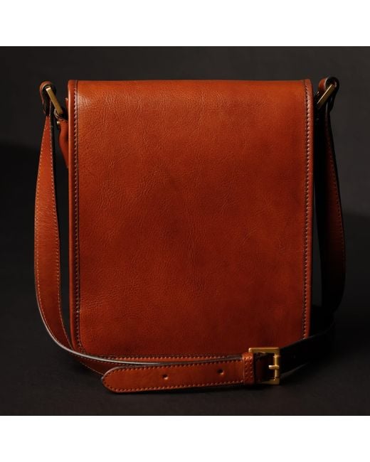 Time Resistance Brown Small Leather Messenger Bag for men