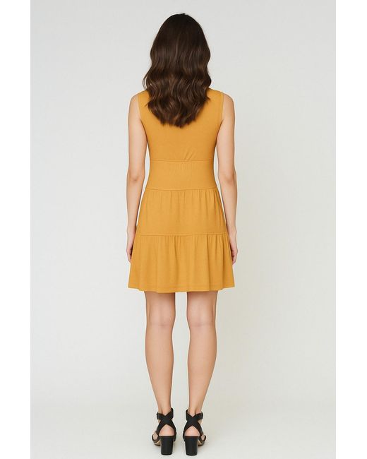 Conquista Orange Chic Dark Biscuit Sleeveless V-Neck Jersey Dress