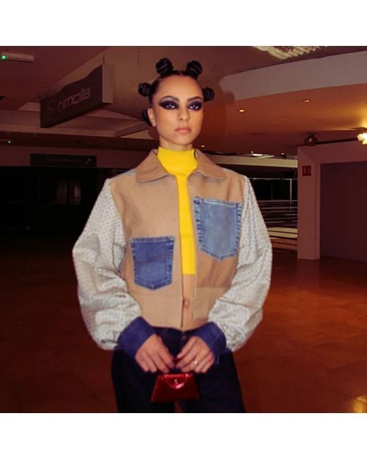 Couture to Your Door Blue Neutrals Upholstery Upcycled X Denim Jacket