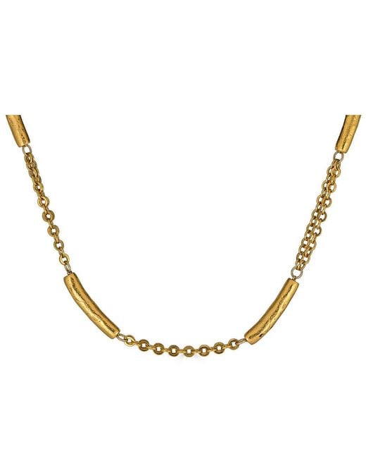Loni Paul Jewelry Metallic Tube Bead Station Necklace