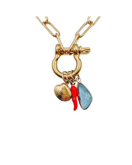 Babaloo Metallic Carabiner Charm Necklace