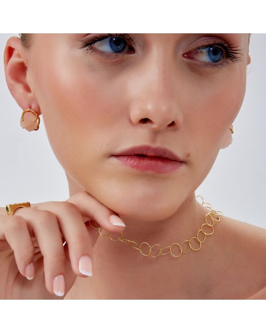 Spero London Metallic Circle Hoops Sterling Chain Necklace