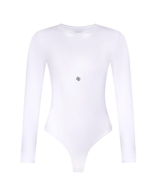 GOD SAVES QUEENS White Second Skin Long Sleeve Crew-Neck Bodysuit