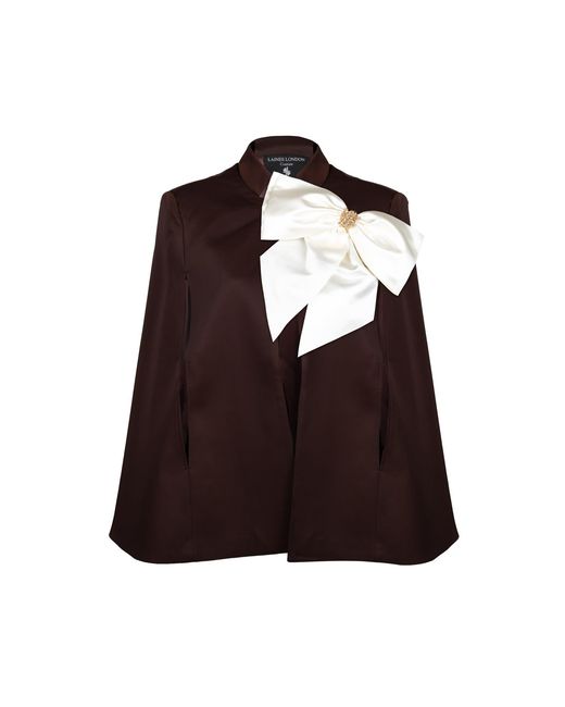 House of Laines London Purple Neutrals Laines Chocolate Couture Tailored Cape With Embellished Ivory & Bow