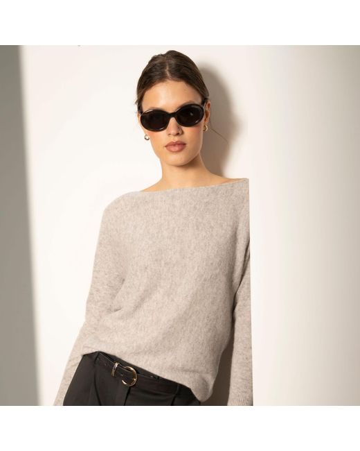 Bel Cashmere Gray Claudia Cashmere Sweater