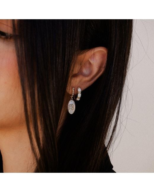 Leeada Jewelry Metallic Juno Pendant Earrings Mother Of Pearl