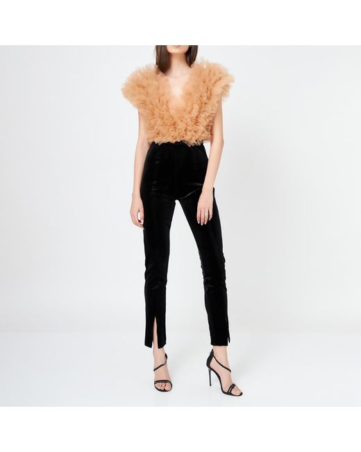 LIA ARAM Natural Neutrals Signature Ruffled Tulle Bodysuit