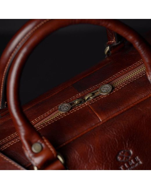 Time Resistance Brown Leather Duffel Bag for men
