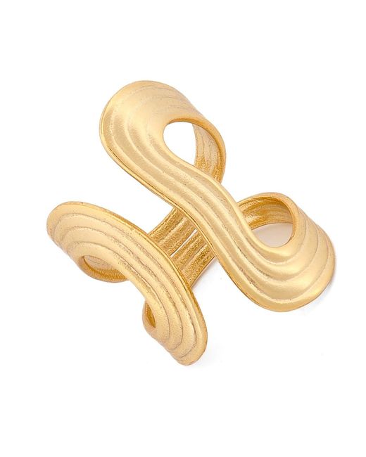 Ebru Jewelry Metallic Golden Flow Cuff Adjustable Ring
