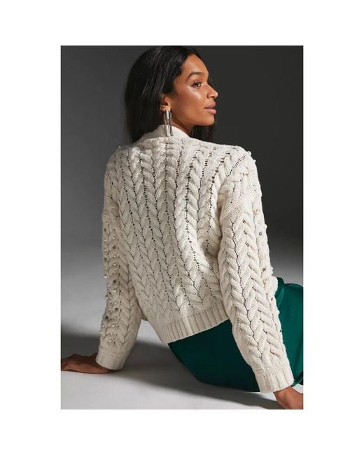 Saachi Natural Holiday Ivory Cardigan Pearl Knit