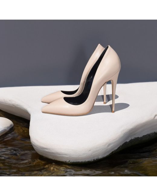 Aethra Shoes Natural Neutrals Aesi Nude Leather Pointed Toe Stiletto Pumps