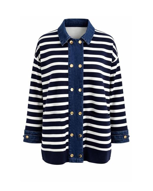 Exquise Blue Gaetan Long Sleeve Striped Knit Cardigan
