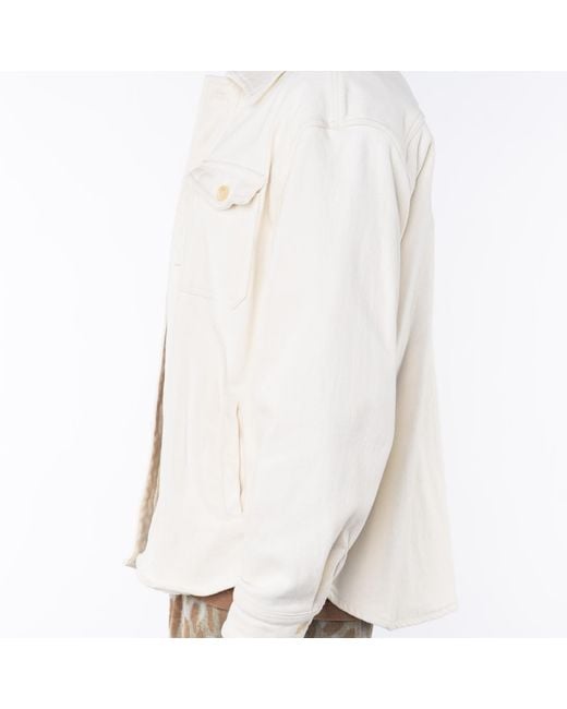 Ariko Natural Cream Bucky Split Hem Shirt Jacket