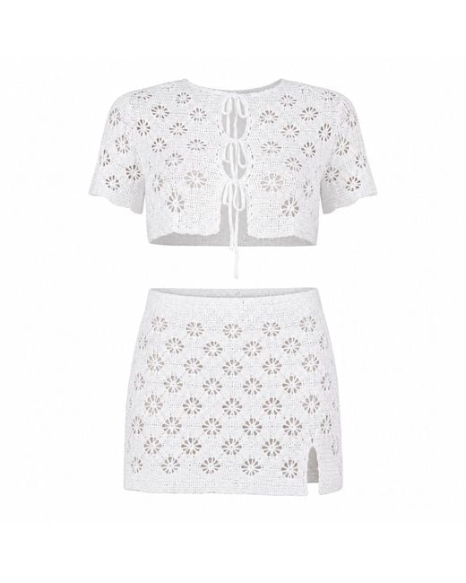 Muche Et Muchette White Shara Crop Top & Mini Skirt Set