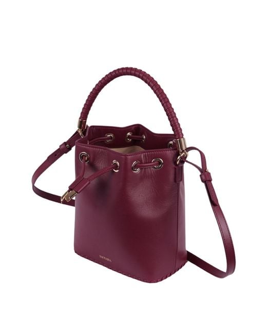 Saonara Brand Purple Bucket Bag Berry Leather