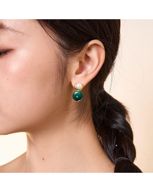 Aurozia Blue Starry Moon Lunar Phase Vermeil Aquamarine Pearl & Moon Crystal Stud Earrings