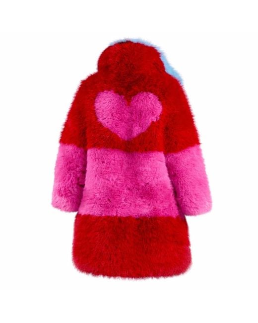 Harmonia Ny Red Heartbreaker Faux Fur Coat By Dani Watanabe