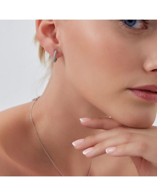 Spero London Metallic Pave Sterling Hoop Earring