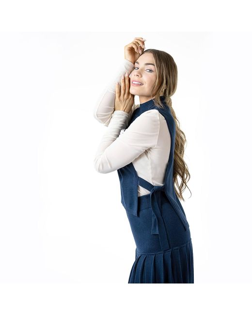 Zenzee Blue Silk Cashmere Pleated Skirt