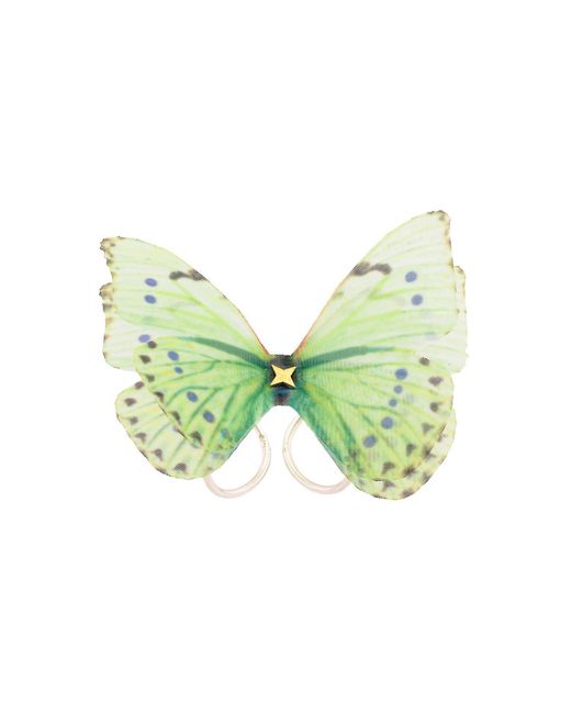 Oana Savu Green Sterling Mint Silk Butterfly Ring Adjustable Base Goddess Jewelry