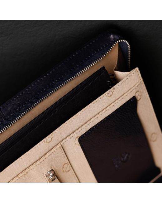 Time Resistance Blue Leather Documents Folder Organizer