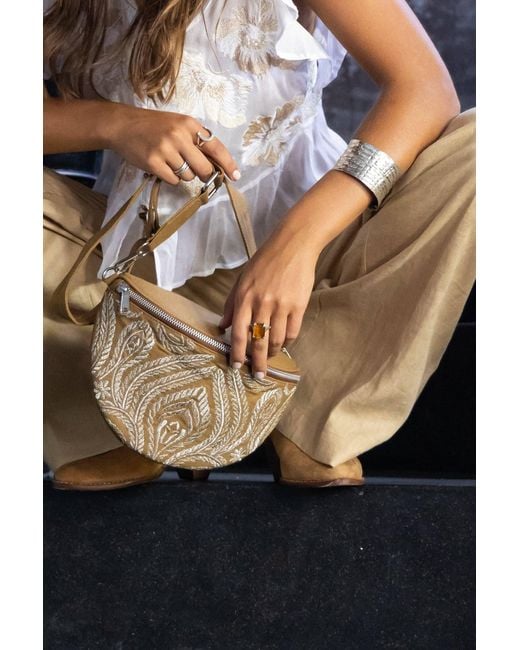 Jodi Lee Multicolor Neutrals All That Jazz Belt Bag Taupe Canvas