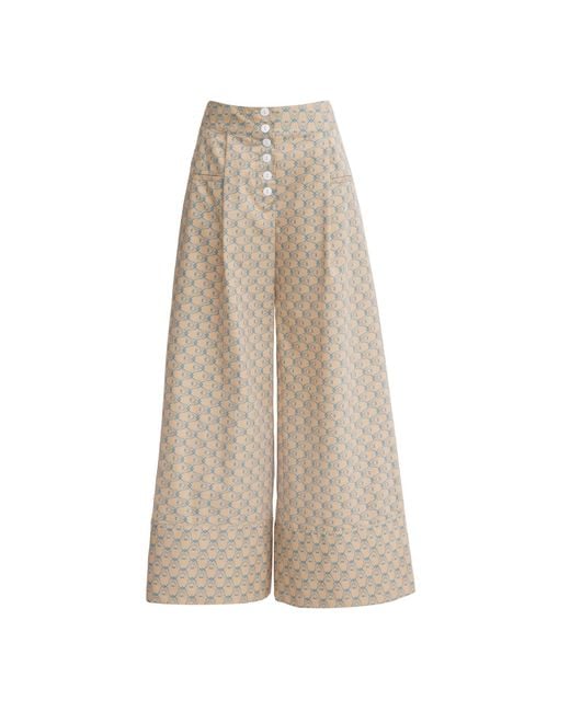 Julia Allert Natural Neutrals Button Front Palazzo Trousers – Printed