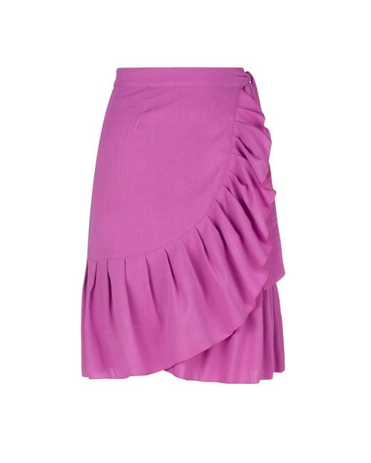Conquista Purple Wrap Ruffle Skirt