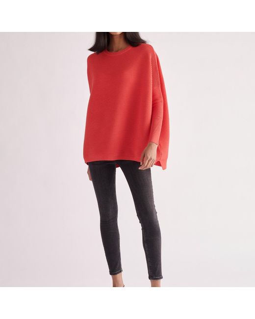Paisie Red Ribbed Jumper In Strawberry Pink