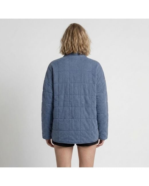 Modenaire Blue Quilted Fleece Jacket Soft Structure
