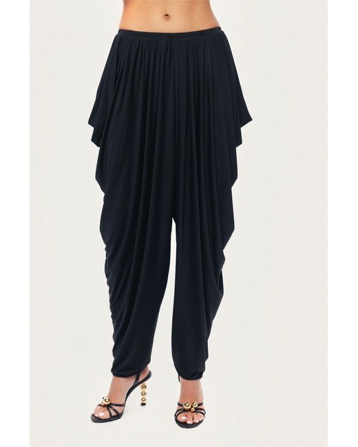 Nocturne Black Draped Relaxed-Fit Pants
