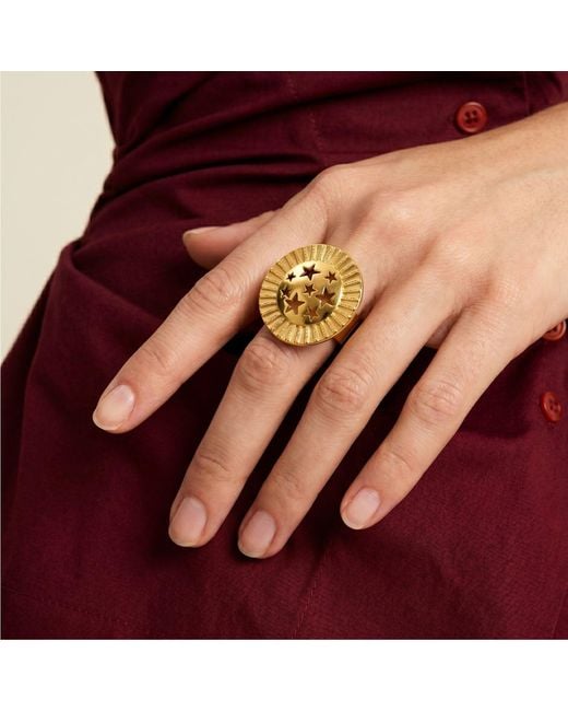 Jaredjamin Metallic Starburst Statement Ring