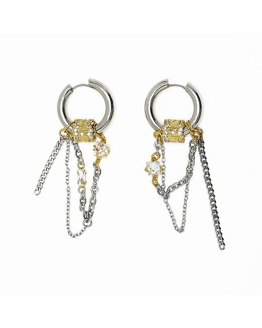 Kirei Metallic Interference Chain Hoop Earrings