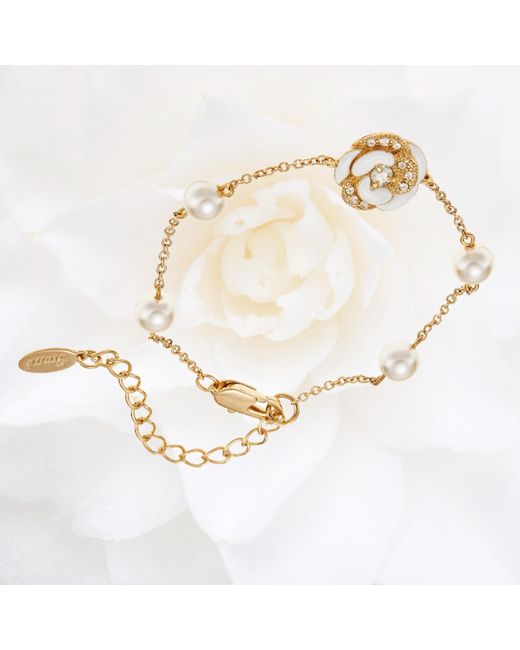 Grosse Metallic Crystal & Pearls Bracelet, Series Blanc Camelia