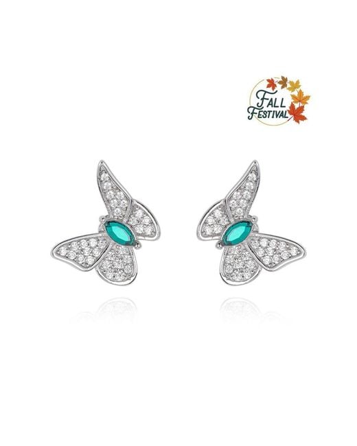 Far East Jewelry Blue Handcrafted & Crystal Dream Butterfly Earrings