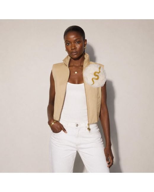 House of Laines London Natural Neutrals Laines Couture Hand Embellished Cream & Snake Flower Cropped Trench Gilet