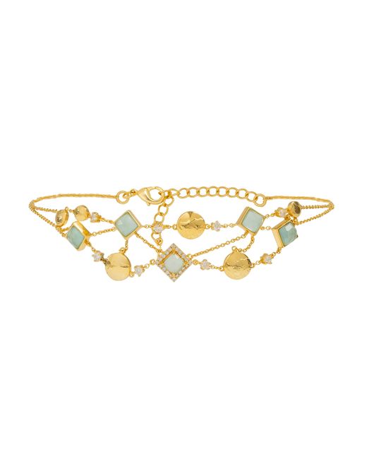 Lavani Jewels Metallic Elara Aquamarine And Zircons Choker