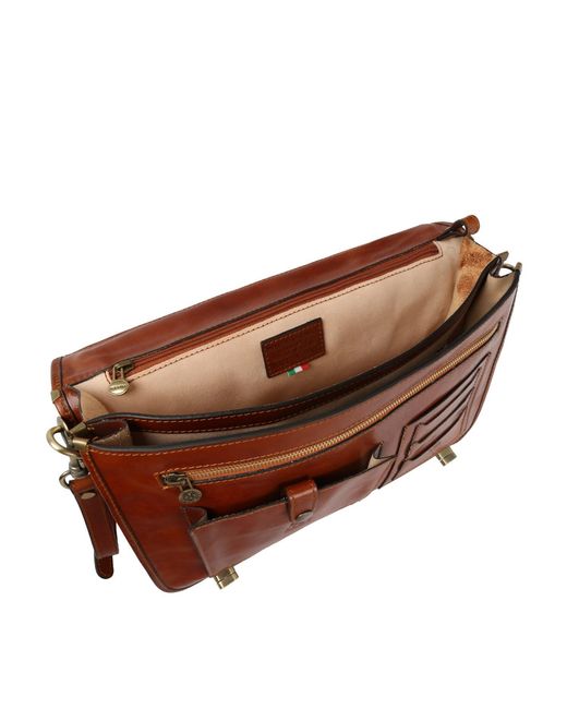 Time Resistance Brown Leather Briefcase Laptop Bag for men