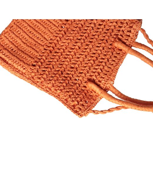 2KStyle Orange Tamuna Small Woven Raffia Tote Bag