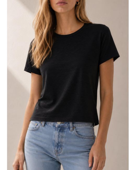 NOEND Black Cotton Modal Slub Crew Tee