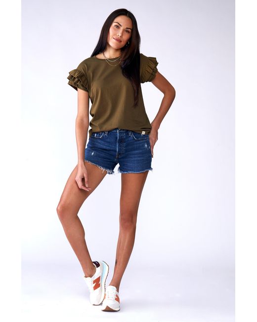 LOVETRUST Green Ella Ruffle Sleeve Tee