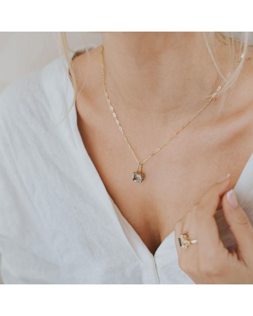 Dainty London Green Solid Large Quartz Necklace