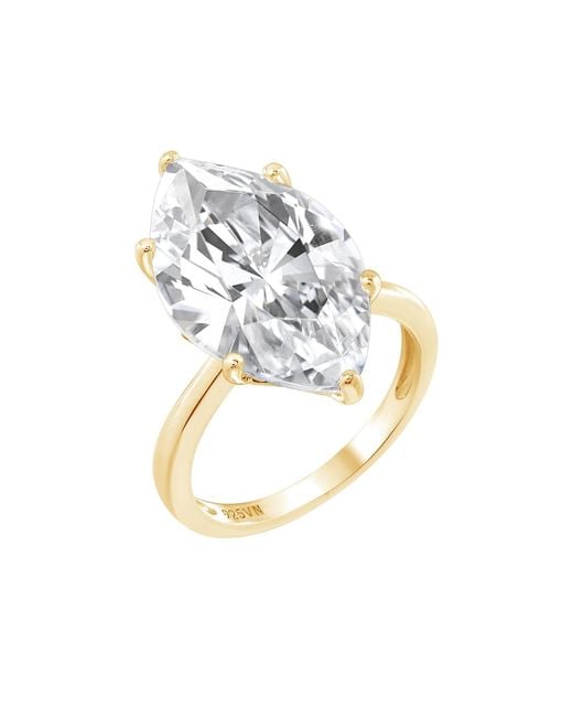 Diamonbliss Metallic Five Carats Marquise Cut Solitaire Cocktail Ring