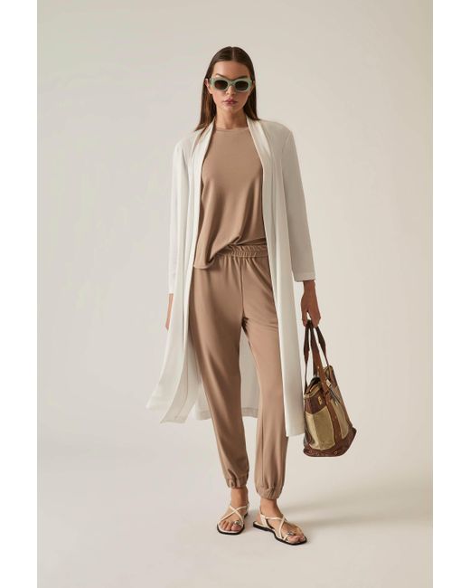 James Lakeland White Long Wrap Jersey Cardigan