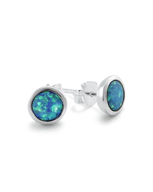 Isla Silver Blue Handmade Opal Stud Earrings